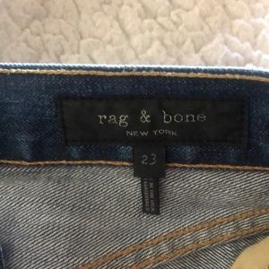Rag and bone distressed dark jeans. Straight leg